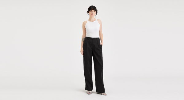 Dockers Beale Pleated Chino High Wide Fit Beautiful Black