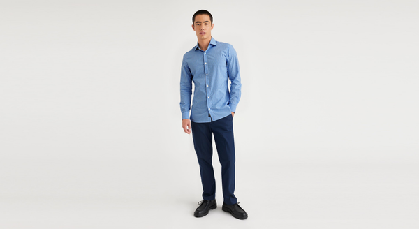 Dockers Crafted Button Up Slim Fit Basin Ceramic Blue