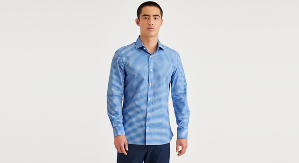 Dockers Crafted Button Up Slim Fit Basin Ceramic Blue