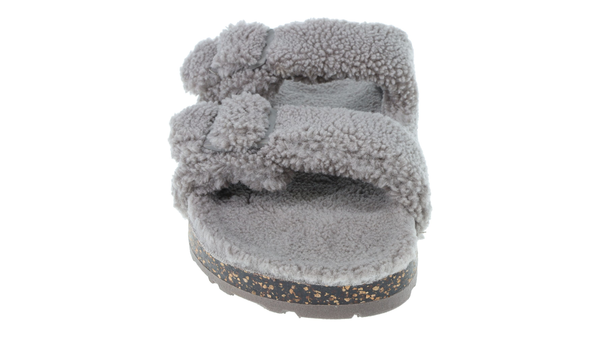 Dockers 2 Buckle Sherpa Slippers Grey