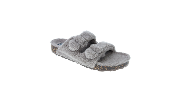 Dockers 2 Buckle Sherpa Slippers Grey