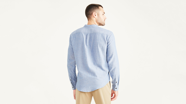 Dockers Band Collar Shirt Regular Fit Blue
