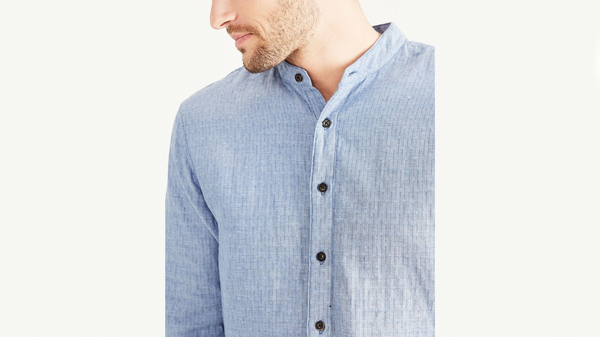 Dockers Band Collar Shirt Regular Fit Blue