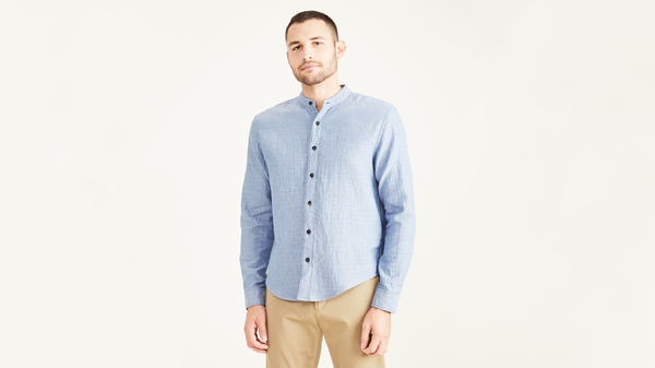 Dockers Band Collar Shirt Regular Fit Blue