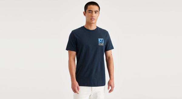 Dockers Bird & Whale Graphic Tee Slim Fit Blue