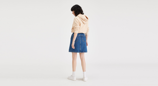 Dockers Button Front Mini Skirt Blue