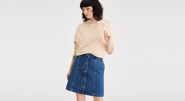 Dockers Button Front Mini Skirt Blue