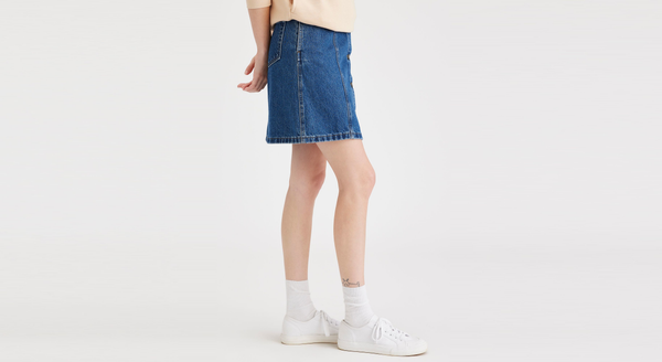 Dockers Button Front Mini Skirt Blue
