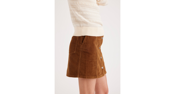Dockers Button Front Mini Skirt Brown