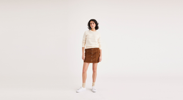 Dockers Button Front Mini Skirt Brown