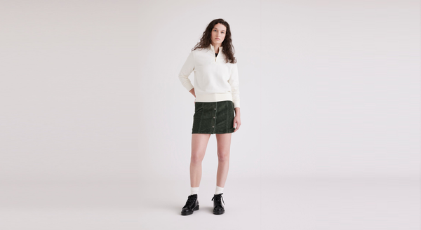 Dockers Button Front Mini Skirt Green