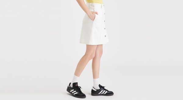 Dockers Button Front Mini Skirt White