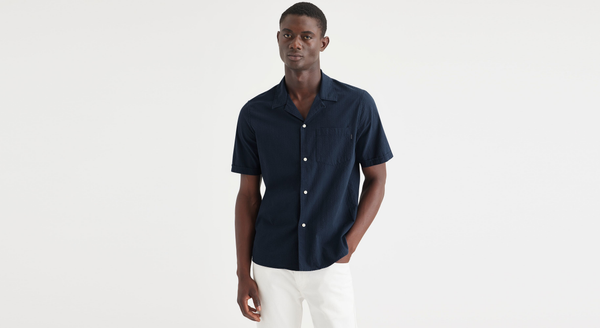 Dockers Camp Collar Shirt Regular Fit Blue