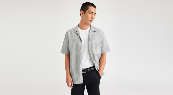 Dockers Camp Collar Shirt Regular Fit Grey