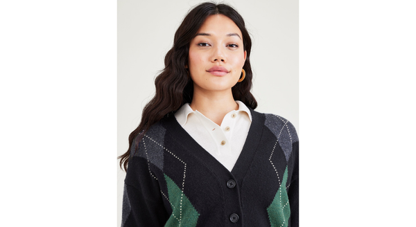 Dockers Cropped Cardigan Relaxed Fit Black
