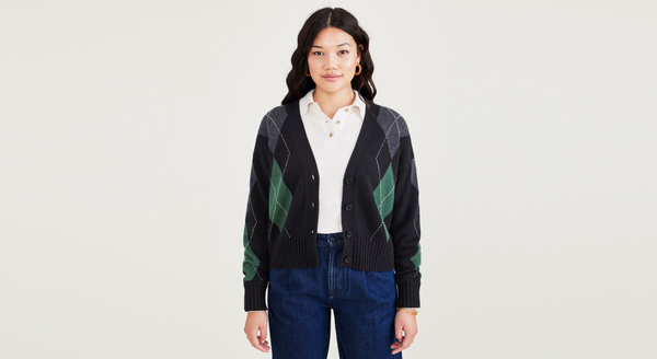 Dockers Cropped Cardigan Relaxed Fit Black