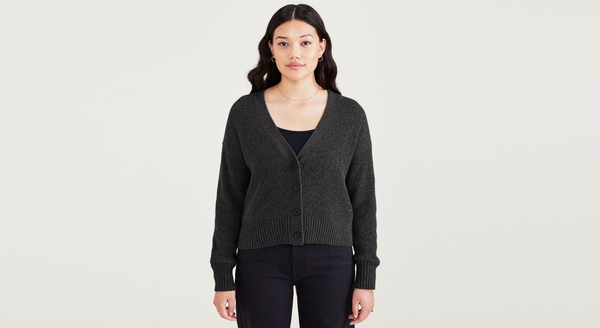 Dockers Cropped Cardigan Relaxed Fit Black