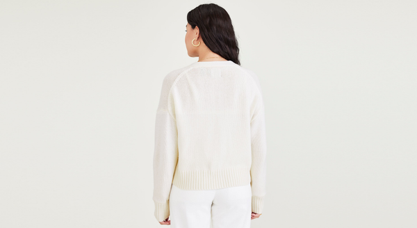 Dockers Cropped Cardigan Relaxed Fit White