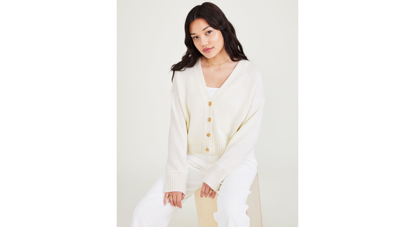 Dockers Cropped Cardigan Relaxed Fit White