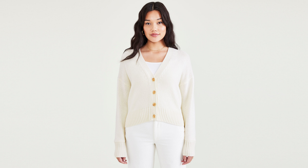 Dockers Cropped Cardigan Relaxed Fit White