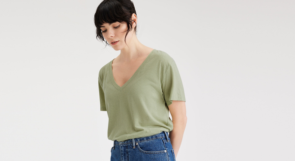 Dockers Deep V-Neck Tee Regular Fit Green