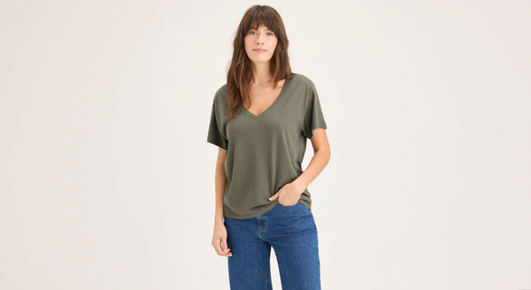 Dockers Deep V-Neck Tee Regular Fit Green