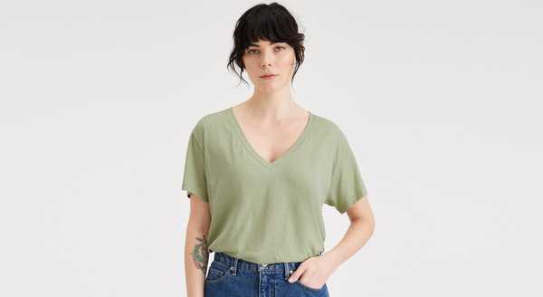 Dockers Deep V-Neck Tee Regular Fit Green