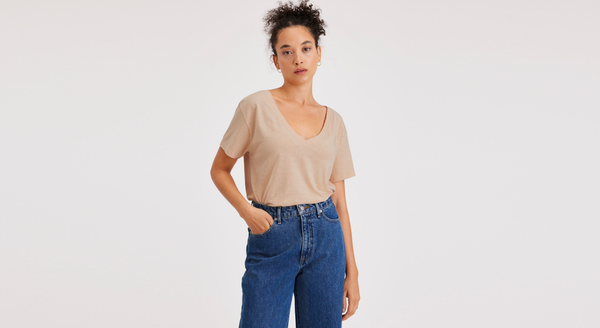 Dockers Deep V-Neck Tee Regular Fit Orange