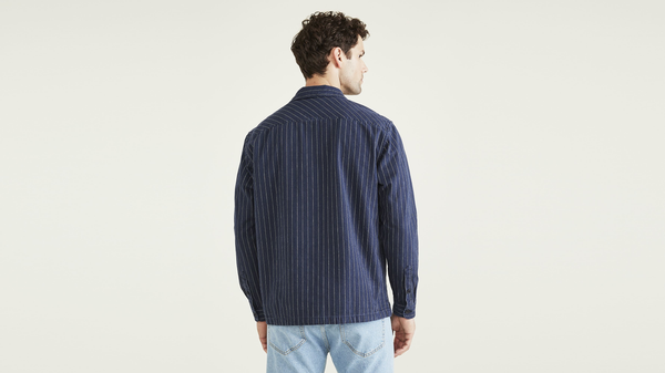 Dockers Half Zip Popover Shirt Relaxed Fit Blue