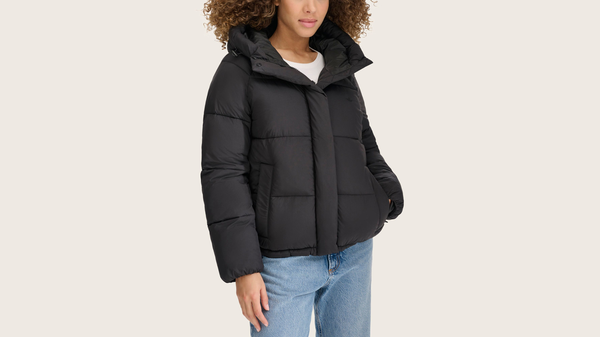 Dockers Hooded Matte Bubble Puffer Jacket Black