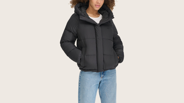Dockers Hooded Matte Bubble Puffer Jacket Black