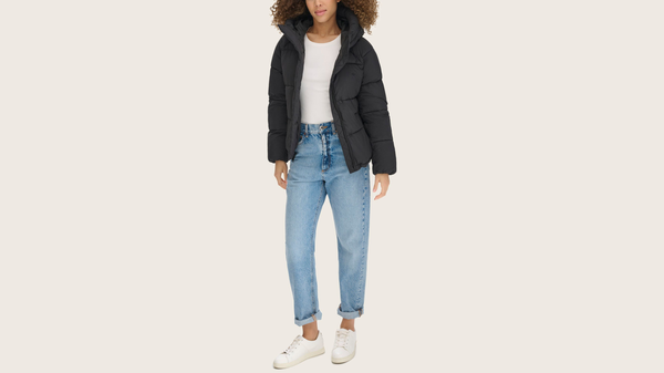 Dockers Hooded Matte Bubble Puffer Jacket Black
