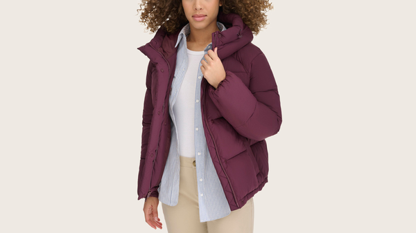 Dockers Hooded Matte Bubble Puffer Jacket Purple