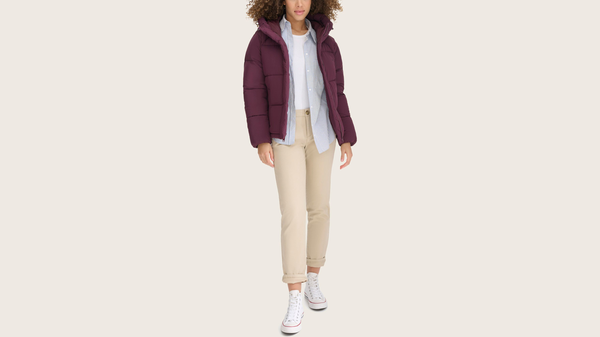 Dockers Hooded Matte Bubble Puffer Jacket Purple