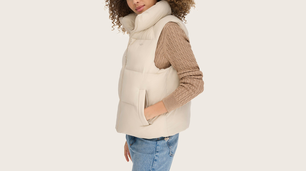 Dockers Hooded Matte Bubble Puffer Vest Khaki