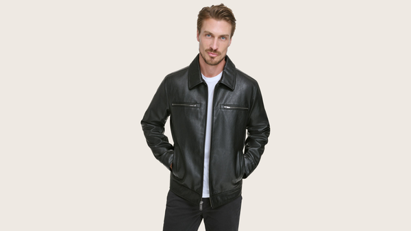 Dockers James Dean Leather Jacket Black