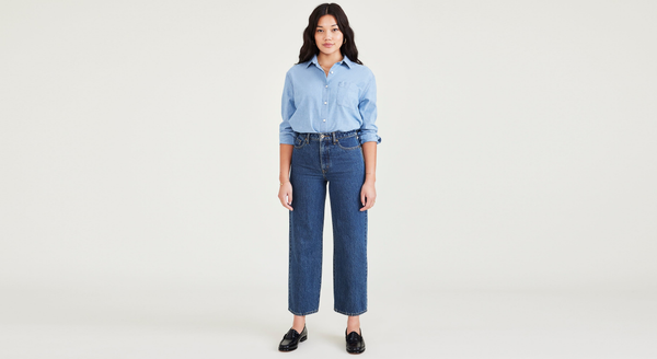 Dockers Jean Cut Pants High Straight Fit Blue