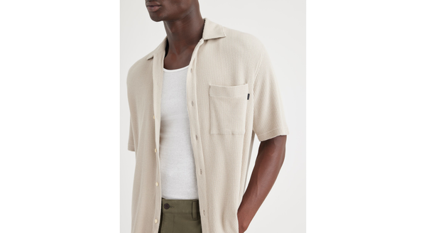 Dockers Knit Button Up Regular Fit Grey