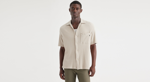 Dockers Knit Button Up Regular Fit Grey