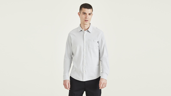 Dockers Knit Button-Up Shirt Regular Fit Grey