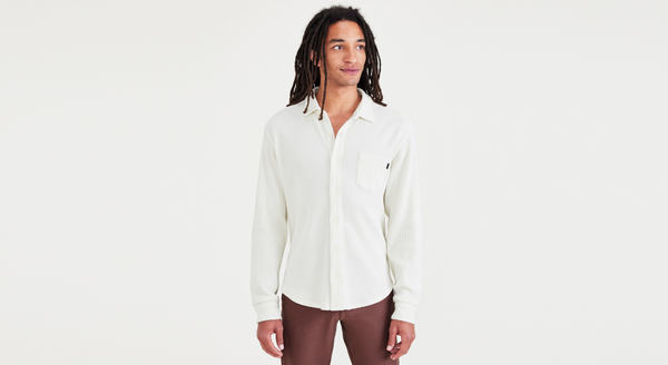 Dockers Knit Button-Up Shirt Regular Fit White