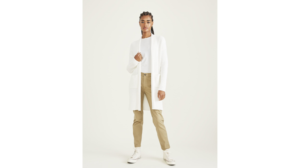 Dockers Long Cardigan Sweater Relaxed Fit White