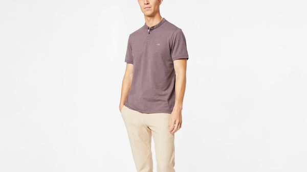 Dockers Mock Neck Polo Slim Fit Brown