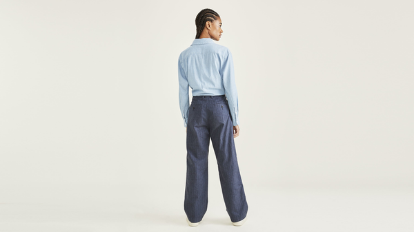 Dockers Original Pleated Khakis High Wide Blue