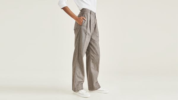 Dockers Original Pleated Khakis High Wide Grey