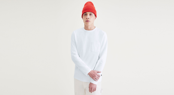 Dockers Pocket Tee Shirt Regular Fit Lucent White