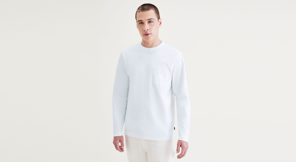 Dockers Pocket Tee Shirt Regular Fit Lucent White