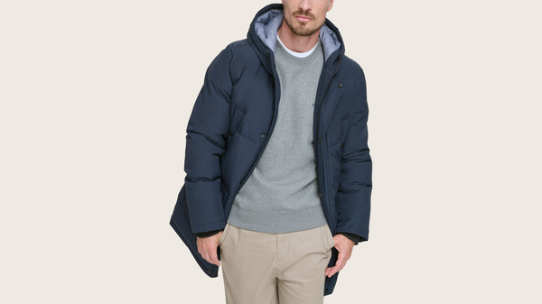 Dockers Quilted Arctic Hooded Parka Blue
