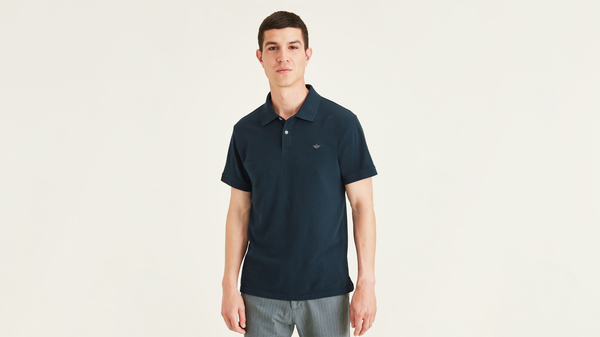 Dockers Rib Collar Polo (Big and Tall) Blue
