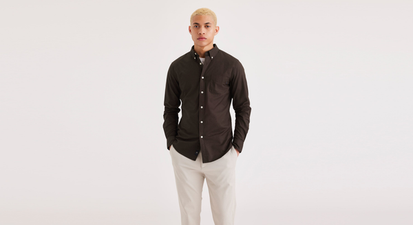 Dockers Stretch Oxford Shirt Slim Fit Brown